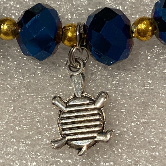 NWOT - Tropical Stretchy Mexican Silver & Gold Balls Dangle Charm Bracelet - Picture 14 of 14